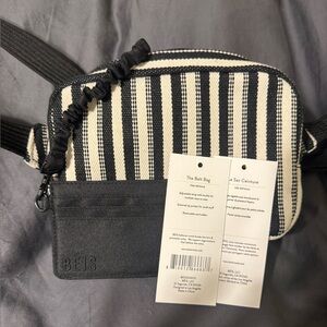 BEIS Striped Crossbody Bag in Black and White